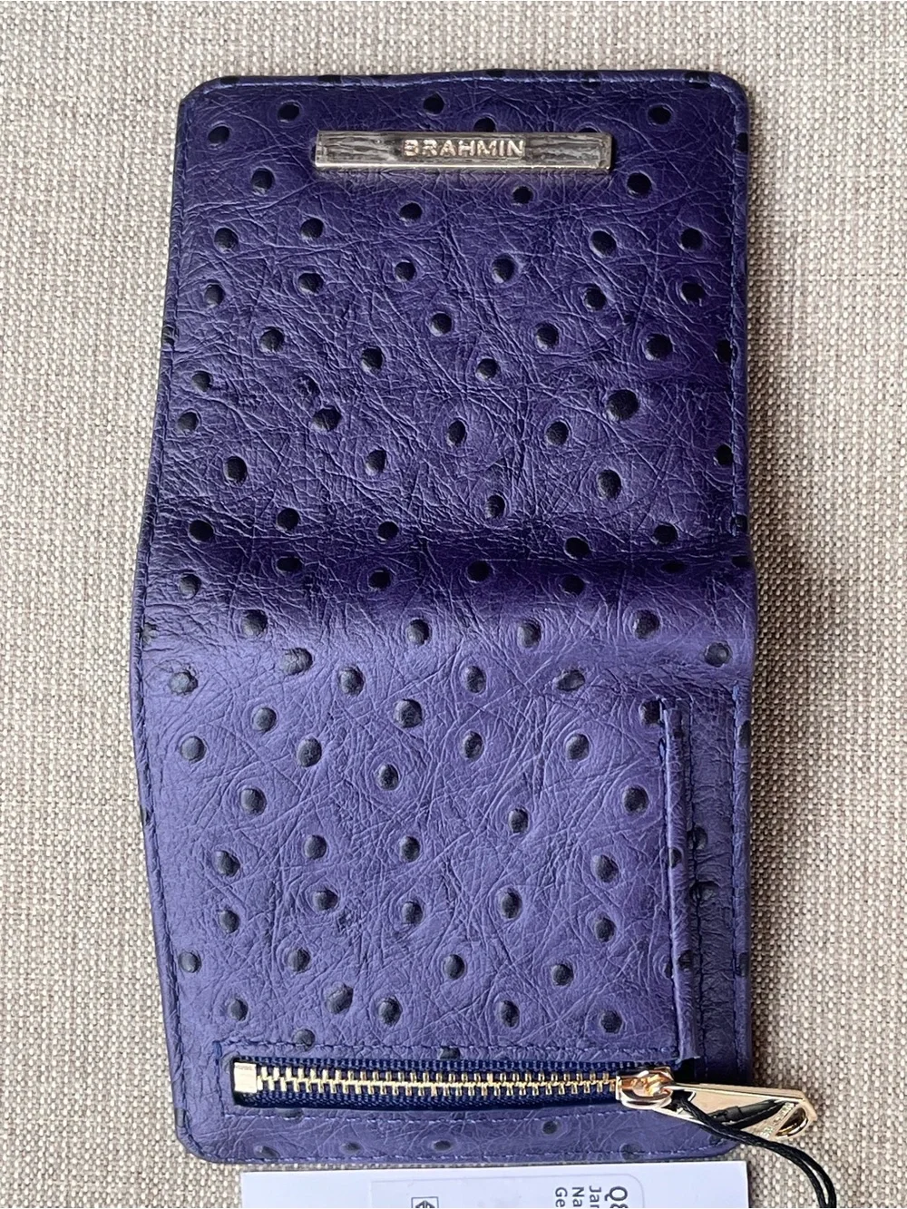 NWT Brahmin Jane in NAVY ALL OVER OSTRICH Wallet